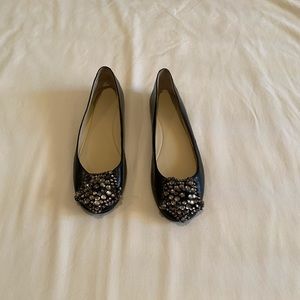 Nine West Black Jeweled Brooch Ballet Flats